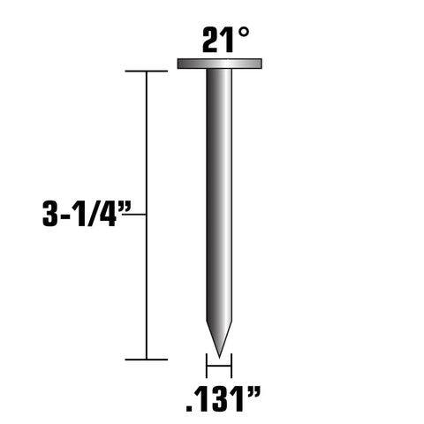 Framing Nails 3-1/4 Inch By.131 Inch 21 Degree Full Round Head Smooth Shank Hot Dipped Galvanized Plastic Strip Sheathing Nails