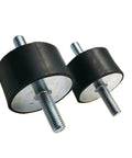 Heavy Duty Rubber Vibration Isolator Mounts Set Of Ten Shock Resistant Dual Ended M8 Screw Stud for Generator and Compressor close-up of rubber mounts