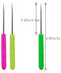 12 Pc Baking Scriber Pens That Nail The Cookie Decor Game With Rust Proof Stainless Steel Cake Icing Needles shown in pink and green.