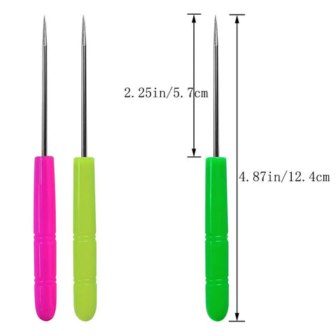 12 Pc Baking Scriber Pens That Nail The Cookie Decor Game With Rust Proof Stainless Steel Cake Icing Needles shown in pink and green.