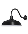 Outdoor Gooseneck Barn Light Fixture Satin Black With 17 Inch Shade And 14.5 Inch Extension Arm UL Listed 9W 900lm A19 LED