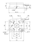 Technical drawing of Rock Solid Precision Worm Gear Rotary Table Manual Stage Y103RM with translation module, 73mm table diameter.
