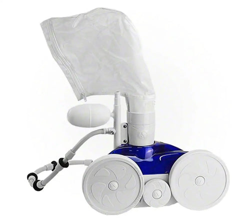 Pool Cleaner Sweep Hose Kit For Zodiac Polaris 180 280 380 480 Replacement B5 with bag and scrubber, side angle view.