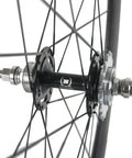 Side view of 50mm Carbon Fiber Track Wheel Set Matte Finish 3K Fixed Gear Wheelset With Cog Built For Speed Junkies And Long Rides