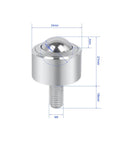 Heavy Duty Ball Transfer Plates For Smooth Equipment Movement Industrial Grade Roller Bearings 5/8 Inch Thread Stem Steel construction with dimensions.