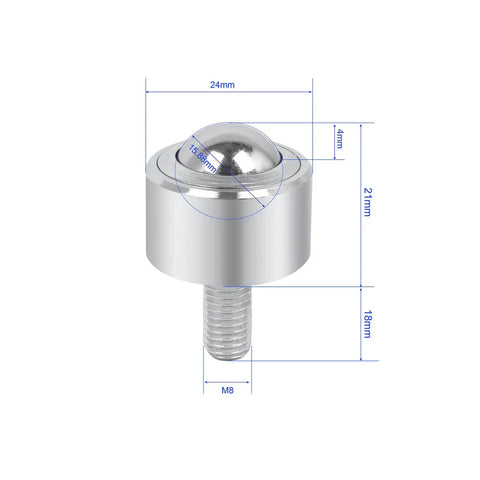 Heavy Duty Ball Transfer Plates For Smooth Equipment Movement Industrial Grade Roller Bearings 5/8 Inch Thread Stem Steel construction with dimensions.