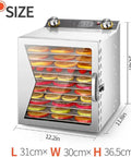 Heavy Duty Commercial Food Dehydrator With A Sweet Large Capacity And Kickin Performance For Preserving Fresh Fruits Veggies Meats And Herbs Stainless Steel Appliance with multiple fruit trays visible.