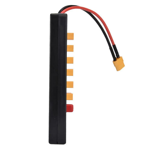 Side view of Fast Lane Parallel Charging Board For RC Drones And Racing Models, featuring XT60 connector for 2S-6S LiPo batteries.