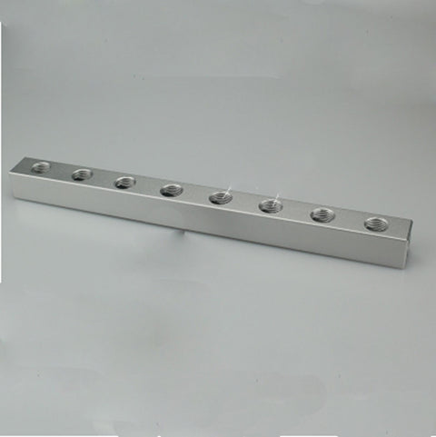 Aluminum Pneumatic Fitting Manifold Block 2 Way Splitter For Air Water Gas Oil Lines One Quarter Inch BSP 20x20mm DIY