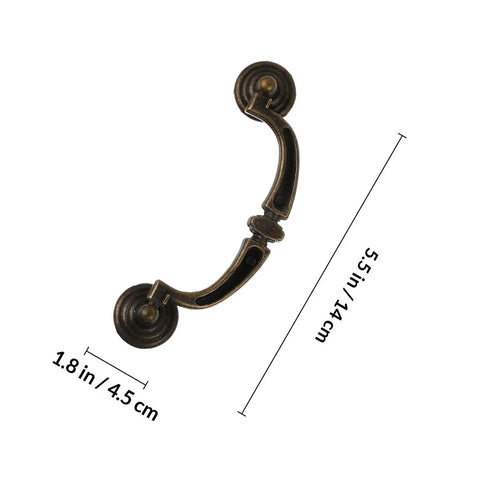 Vintage Zinc Alloy Cabinet Pull Handles 4 Pack for Furniture Doors and Drawers, 5.5 x 1.8 in, antique style, retro vibe