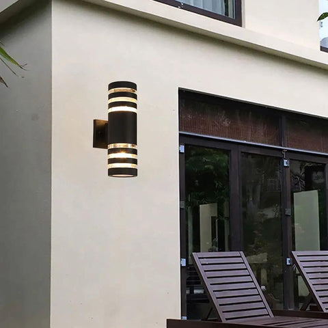 Built To Last All Weather Modern Outdoor Wall Sconce Lights Up Down Exterior Fixture Waterproof Matte Black on patio wall