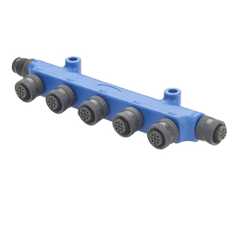 NMEA2000 5 Port Tee Connector Backbone Tee Splitter M12 5 Pin Male To Female Junction Box, plastic waterproof design.
