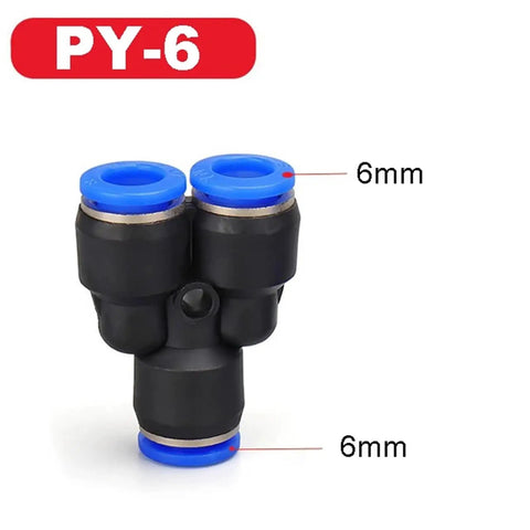 Top Shelf 100 Piece Plastic Push To Connect Pipe Fittings Kit For Air And Water Systems With Quick Release Design For 4mm Up To 16mm Od Tubing Perfect For Pneumatic Tools And Industrial Assemblies With Durable Black Bodies And Blue Seal Rings. 6mm push fit connector with black body and blue seal rings