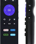 Front and side view of All In One Roku TV Remote For ONN Models, Universal Replacement Remote Compatible With All ONN Roku 4K UHD LCD Smart HDTVs, No Setup Needed, Easy Replacement For Your TV