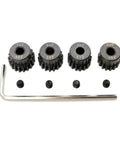 48P Pinion Gear Set For 1/10 RC Cars, 16T 17T 18T 19T, 3.175mm Pitch gears and tools on display