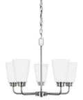 Seagull 3115205962 Five Light Transitional Chandelier From Kerrville Collection with polished white finish and nickel accents.