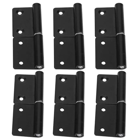 Lift Off Cabinet Hinges Detachable Flag Door Hardware Heavy Duty Stainless Steel Cupboard Fixings Six Pack shown in black.