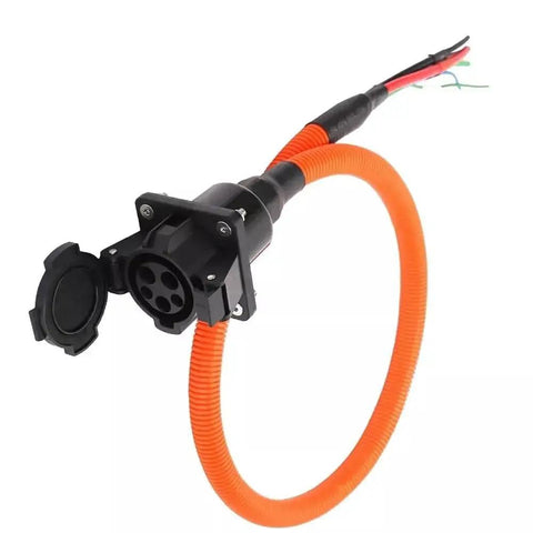 J1772 Type One Evse Charging Inlet With One Meter Cord And Locking Cap For 120V And 240V Up To 80 Amps Ip54 Rated showing the inlet and connector.