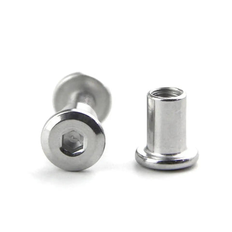 Flat Head Set Screw Hex Socket Fastener Two Piece Furniture Fitting Kit for Beds Chairs Tables and Cabinets 15mm Bolt Pair