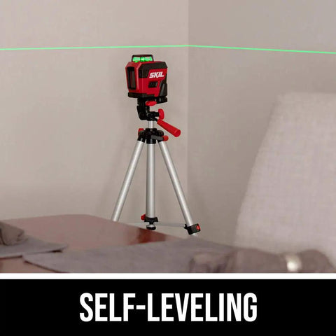 100 Foot Self Leveling Green Cross Line Laser With Rechargeable Battery, 360 Degree Horizontal Projection on Tripod