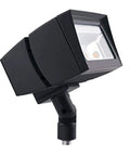 Heavy Duty 52W LED Floodlight Bringing Top Shelf Rock Solid Construction And Crisp 5000K Cool Daylight Glow To Drop Major Visibility Around Warehouses Car Lots And Commercial Yards While Providing Smooth Illumination, shown in black with adjustable mount.