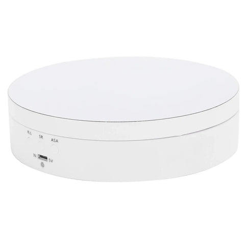 Electric Rotating Display Stand For Jewelry Watch Cosmetics And Toys 3 Speeds 360 Turntable With USB Charging Port ABS Material side view