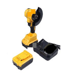 Rugged Little Beast Cordless Circular Saw Coupled With Mini Angle Grinder featuring a battery and charging dock for woodworking and metal projects.