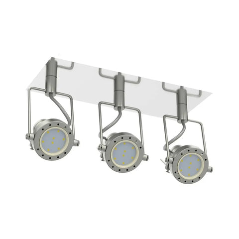 Three Light Ceiling Track Lighting Fixture With Flexible GU10 Heads In Brushed Nickel, Adjustable 330-Degree And 90-Degree Track Spotlight