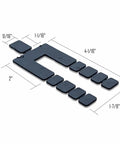 Heavy Duty Stack Shim Levelers For Windows And Doors 4 1/8 X 1 7/8 X 1/16 Inches Rock Solid black wedge spacers layout with measurements.