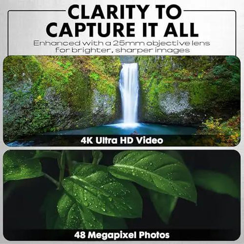 4K Ultra HD Video and 48 Megapixel Photos from a 10x25 Digital Night Vision Monocular With Built In 4K HD Video Camera Black All In One