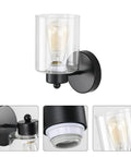 Matte Black Metal Wall Sconces With Clear Glass Shades Two Pack Modern Bathroom Vanity Lights Brushed Brass Finish Easy Mount Wall Light Fixtures For Bath And Hallway