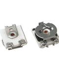 Pack Of Ten SMD Trimmer Potentiometers 10K Ohm Adjustable Resistors Featuring Slick Surface Mount Layout For Dead On Calibration And Smooth PCB Board Tuning, showing metal connectors.