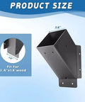 Beefy 8 Pack 45 Degree Pergola Brackets for 4x4 Posts, Corner Support Kit in Black Weatherproof Steel product size illustration.