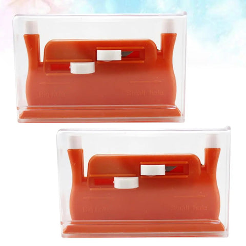 Mini Design Needle Threader Two Pack Threading Device Plastic Double Head Sewing Threading Guide Tool Easy To Use Red For Home And Shop Use Handy Gift For Mom And Elderly Shoppers Quick Effortless Needle Threading For Any Needle. two red plastic needle threaders in clear cases