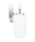 Side view of Two Light Polished Chrome Bath Light With Opal Etched Glass Shades For A Warm Milky Glow Durable Steel Construction
