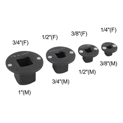 Heat Treated Low Profile Socket Adapter Set For Impact Driver 4 Piece Reduction Kit 1 To 3/4 Inch And Other Sizes, 1"M to 3/4"F shown