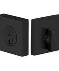 Single Cylinder Deadbolt In Flat Black Dope Square Solid Brass Lock For 1-3/4 To 2-1/8 Inch Doors C-Keyway Model 8469