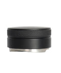 Top Shelf Espresso Distribution Tool With Adjustable Palm Tamper Fits 58mm Portafilter, sleek black design for coffee grounds leveling.