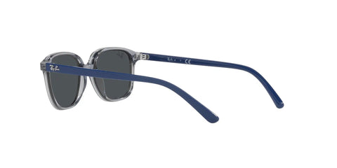 Side view of Junior Kids Square Sunglasses With Transparent Blue Frame And Green Mirrored Lenses, XX-Small Narrow Face Fit, lightweight design