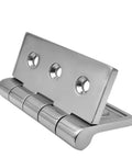 Premium 316 Stainless Steel Square Deck Door Hinge 100X100Mm Mirror Polish Finish showing sleek design and mounting holes.