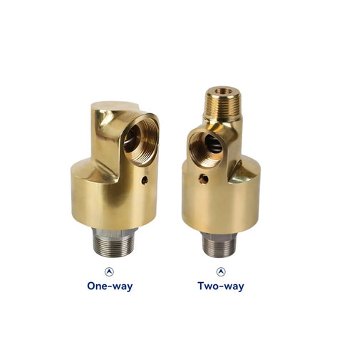Bidirectional High Speed Brass Rotary Joint With Swivel Water Unions For Inner Tube Rotation HS80 Left Thread Durable Easy Install Leak Proof And Industrial Grade one-way and two-way views