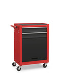 Front view of Two Piece Rolling Tool Chest Cabinet With Six Drawers, Heavy Duty Steel Garage Organizer, Lockable And Powder Coated