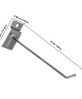 Heavy Duty Slatwall Hook Set 50 Pack for Retail Displays, sturdy iron hanger with dimensions shown for slat boards.