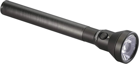 UltraStinger 1100 Lumen Tactical Flashlight With 65000 Candela Rechargeable Duty Light in black, sturdy aluminum design for law enforcement.