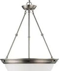 20-Inch Pendant Light With Frosted Glass Shade And Brushed Nickel Finish, Classic Three Light Fixture That Looks Sharp, Includes 48-Inch Chain And 12-Foot Wire, Perfect For Kitchen Island Or Dining Area, Model 60-3248