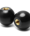Close-up of Five Pack Three Eighths Inch Sixteen Thread Ball Knobs Set With One And Three Eighths Inch Diameter, lawn mower handle