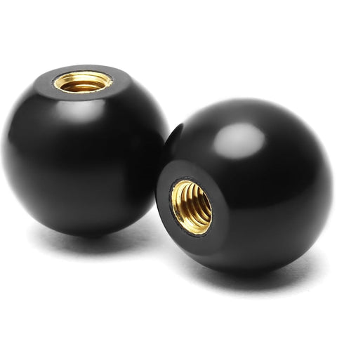Close-up of Five Pack Three Eighths Inch Sixteen Thread Ball Knobs Set With One And Three Eighths Inch Diameter, lawn mower handle
