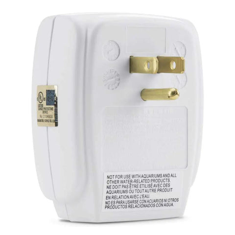 Back view of Compact Single Outlet Surge Protector Wall Tap With Grounded Outlet And Protected Light Indicators, Ideal For Office And Travel