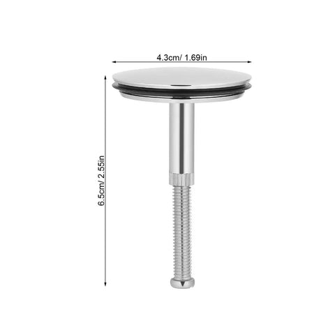 Copper Bath Tub Drain Stopper with Hair Strainer Basket, 4.3cm diameter, 6.5cm height, chrome finish, ideal for bathtubs.