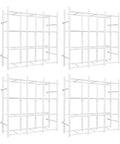 Heavy Duty Wall Mount Steel Shelving Rack With 12 Tote Bin Slots For Garage Storage Rock Solid Frame setup with four views.